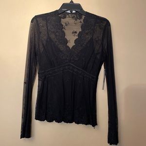 LACE TOP WITH SILK CAMI *WITH TAGS